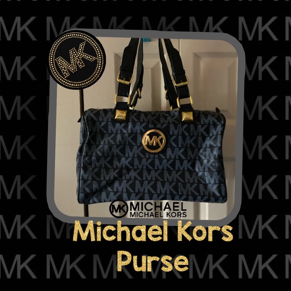 👜Michael Kors black and blue satchel purse👜